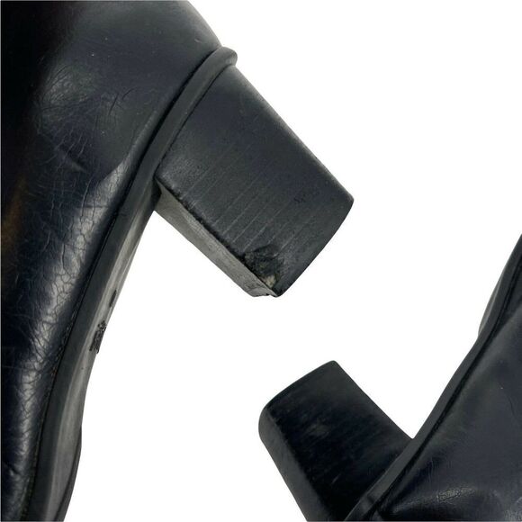 Black Square Toe Shoes Pumps Heels Retro Y2K Womens Size 10 Nickles Soft Vegan - Picture 10 of 10